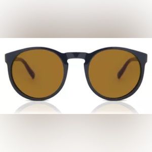 NWOT Vuarnet sunglasses, sold out, navy, yellow lens, wayfarer-inspired, w/ case